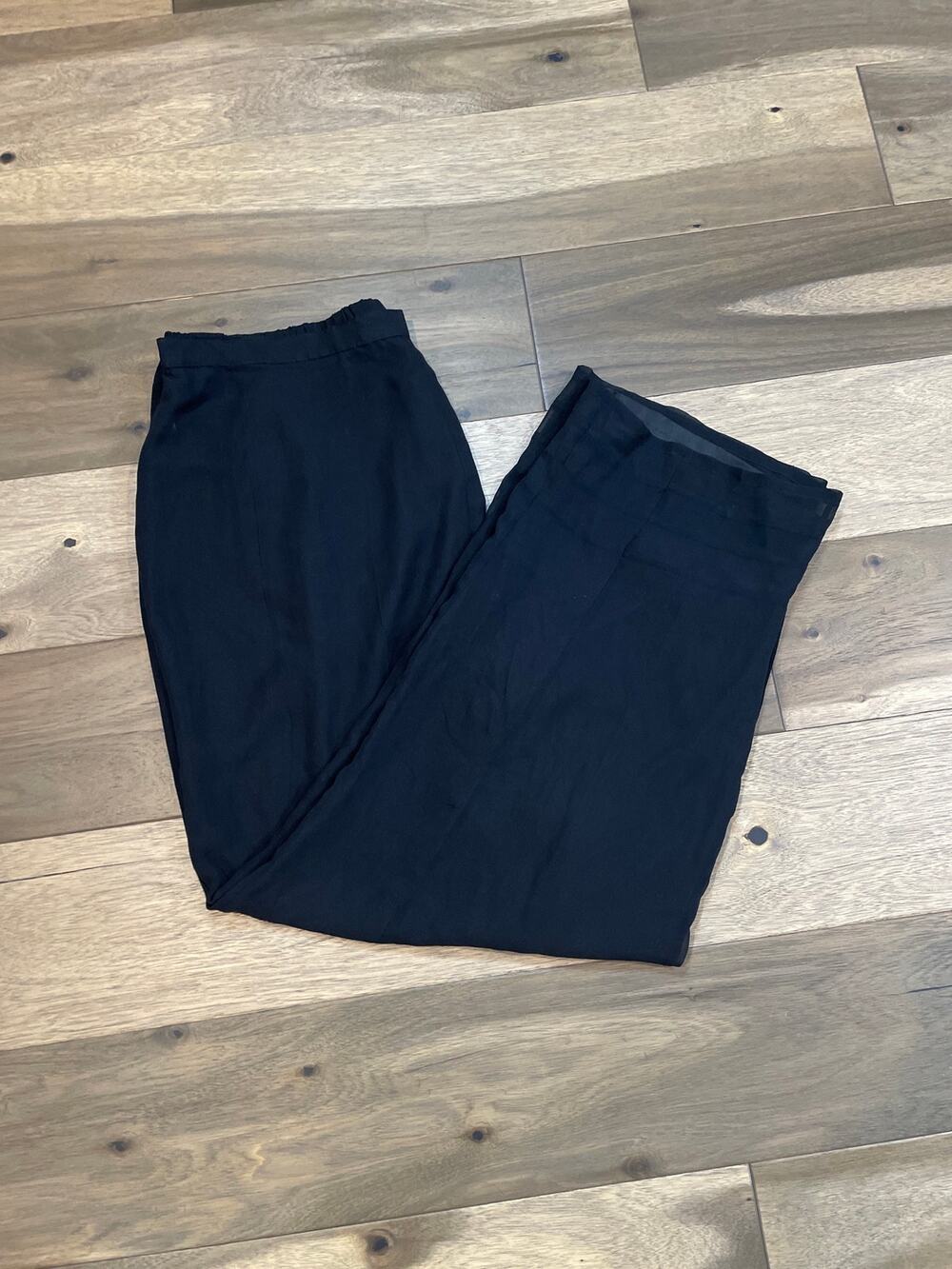 Victoria Soie 100% Silk Black Chiffon Wide‑Leg Pants Lightweight Size 2X NWT